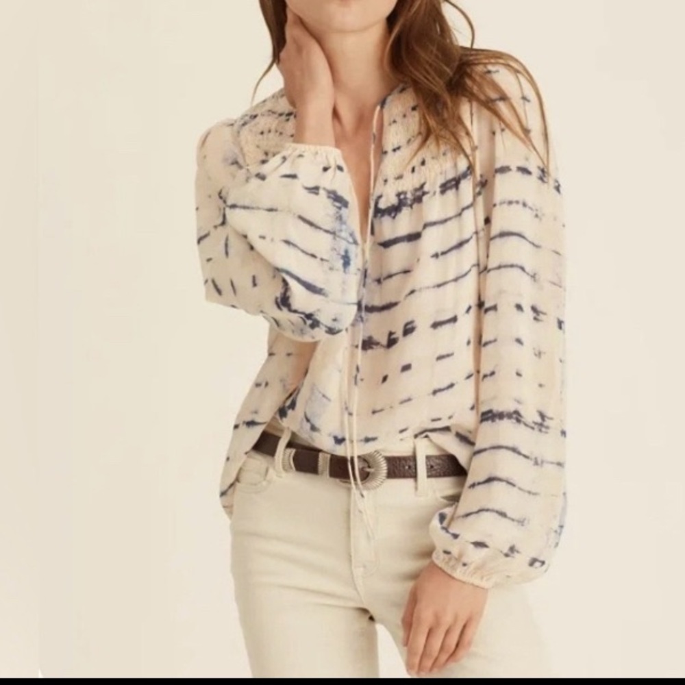 Sanctuary horizon tie dye Flowy top long sleeve blouse tie front - XS